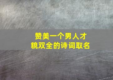 赞美一个男人才貌双全的诗词取名