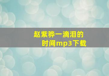 赵紫骅一滴泪的时间mp3下载