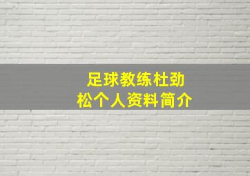 足球教练杜劲松个人资料简介