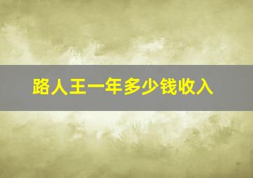 路人王一年多少钱收入