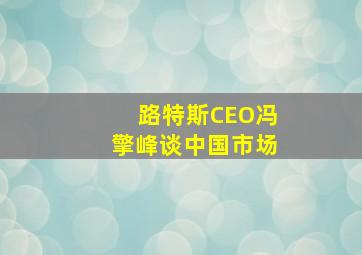 路特斯CEO冯擎峰谈中国市场