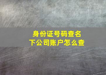 身份证号码查名下公司账户怎么查