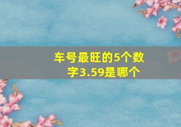 车号最旺的5个数字3.59是哪个