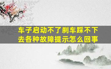 车子启动不了刹车踩不下去各种故障提示怎么回事