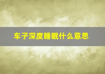 车子深度睡眠什么意思