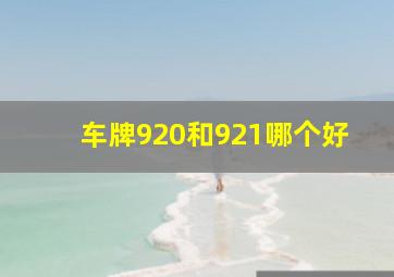 车牌920和921哪个好