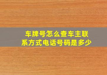 车牌号怎么查车主联系方式电话号码是多少