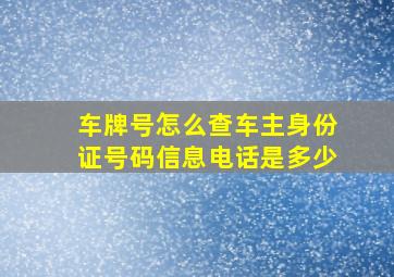 车牌号怎么查车主身份证号码信息电话是多少