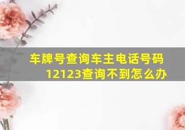 车牌号查询车主电话号码12123查询不到怎么办