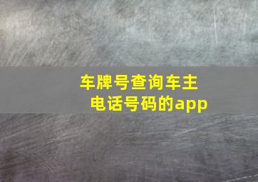 车牌号查询车主电话号码的app