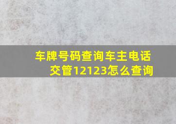 车牌号码查询车主电话交管12123怎么查询