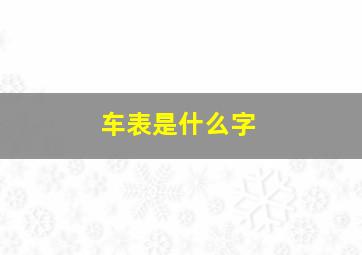 车表是什么字