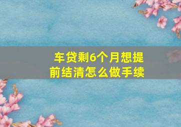 车贷剩6个月想提前结清怎么做手续