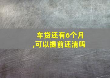 车贷还有6个月,可以提前还清吗