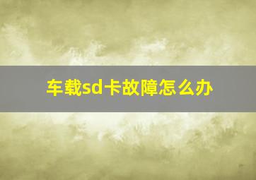 车载sd卡故障怎么办