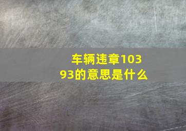 车辆违章10393的意思是什么