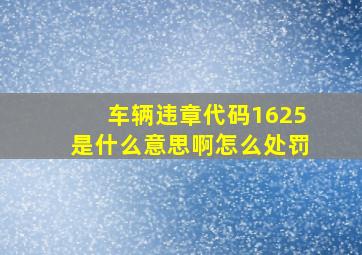 车辆违章代码1625是什么意思啊怎么处罚