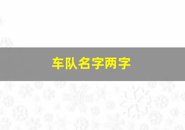 车队名字两字