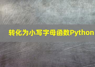 转化为小写字母函数Python