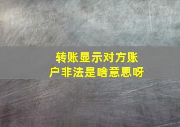 转账显示对方账户非法是啥意思呀