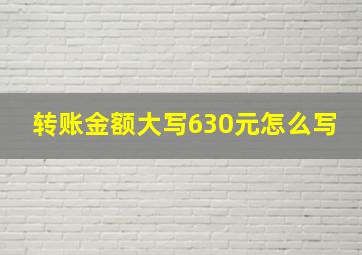 转账金额大写630元怎么写