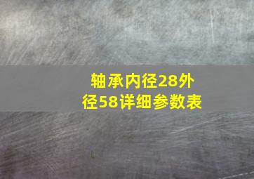 轴承内径28外径58详细参数表