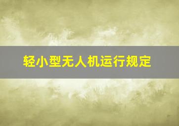 轻小型无人机运行规定