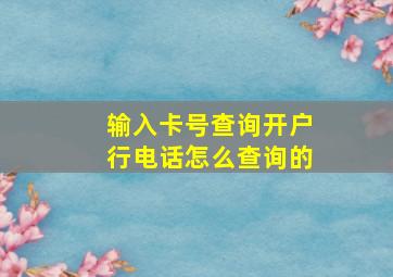 输入卡号查询开户行电话怎么查询的