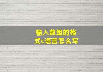 输入数组的格式c语言怎么写