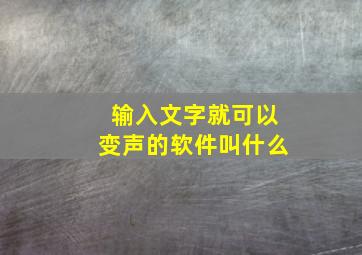 输入文字就可以变声的软件叫什么