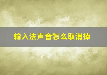 输入法声音怎么取消掉