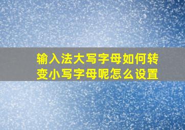 输入法大写字母如何转变小写字母呢怎么设置