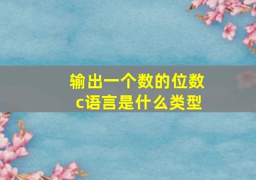 输出一个数的位数c语言是什么类型