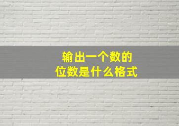 输出一个数的位数是什么格式