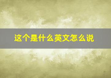 这个是什么英文怎么说