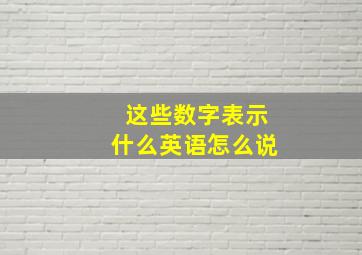 这些数字表示什么英语怎么说