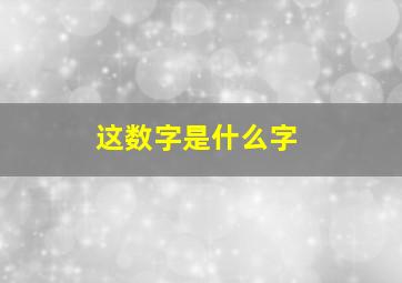 这数字是什么字