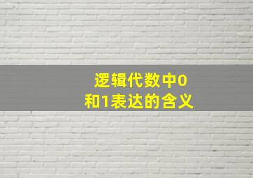 逻辑代数中0和1表达的含义