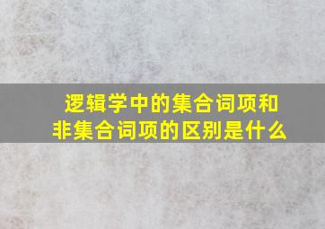 逻辑学中的集合词项和非集合词项的区别是什么