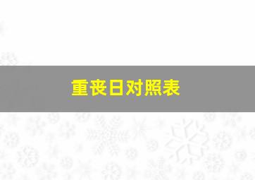 重丧日对照表