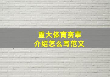 重大体育赛事介绍怎么写范文