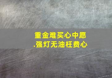 重金难买心中愿.强灯无油枉费心