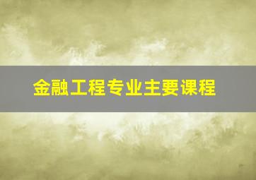 金融工程专业主要课程