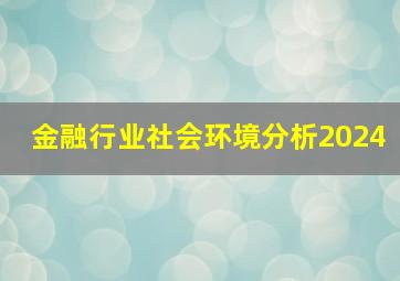 金融行业社会环境分析2024