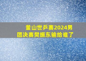 釜山世乒赛2024男团决赛樊振东输给谁了