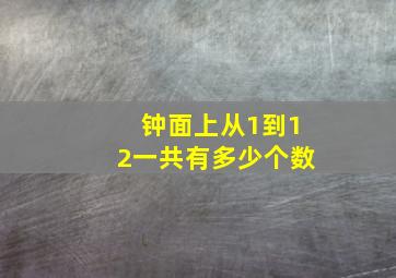 钟面上从1到12一共有多少个数