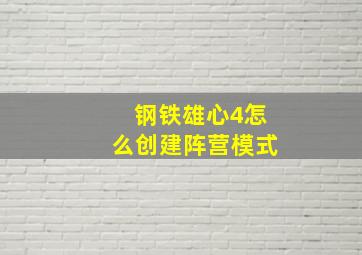 钢铁雄心4怎么创建阵营模式