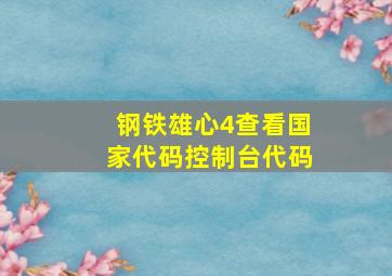 钢铁雄心4查看国家代码控制台代码