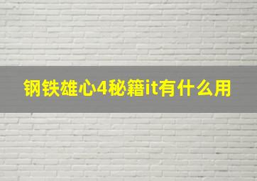 钢铁雄心4秘籍it有什么用