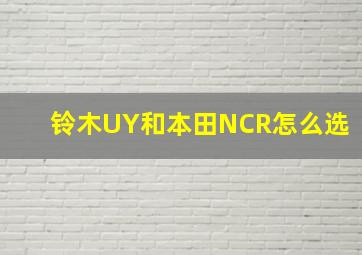 铃木UY和本田NCR怎么选